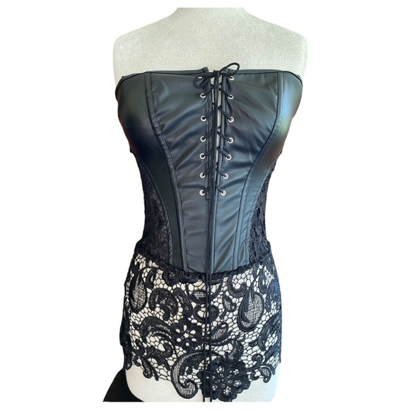 CORSET W/LACE DETAILING FULL ZIP BACK ADJUSTABLE STRAPS SZ LG - Picture 13 of 13